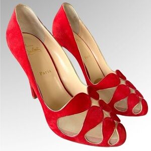 Christian Louboutin Valentine Red Suede Stiletto Size 40.5